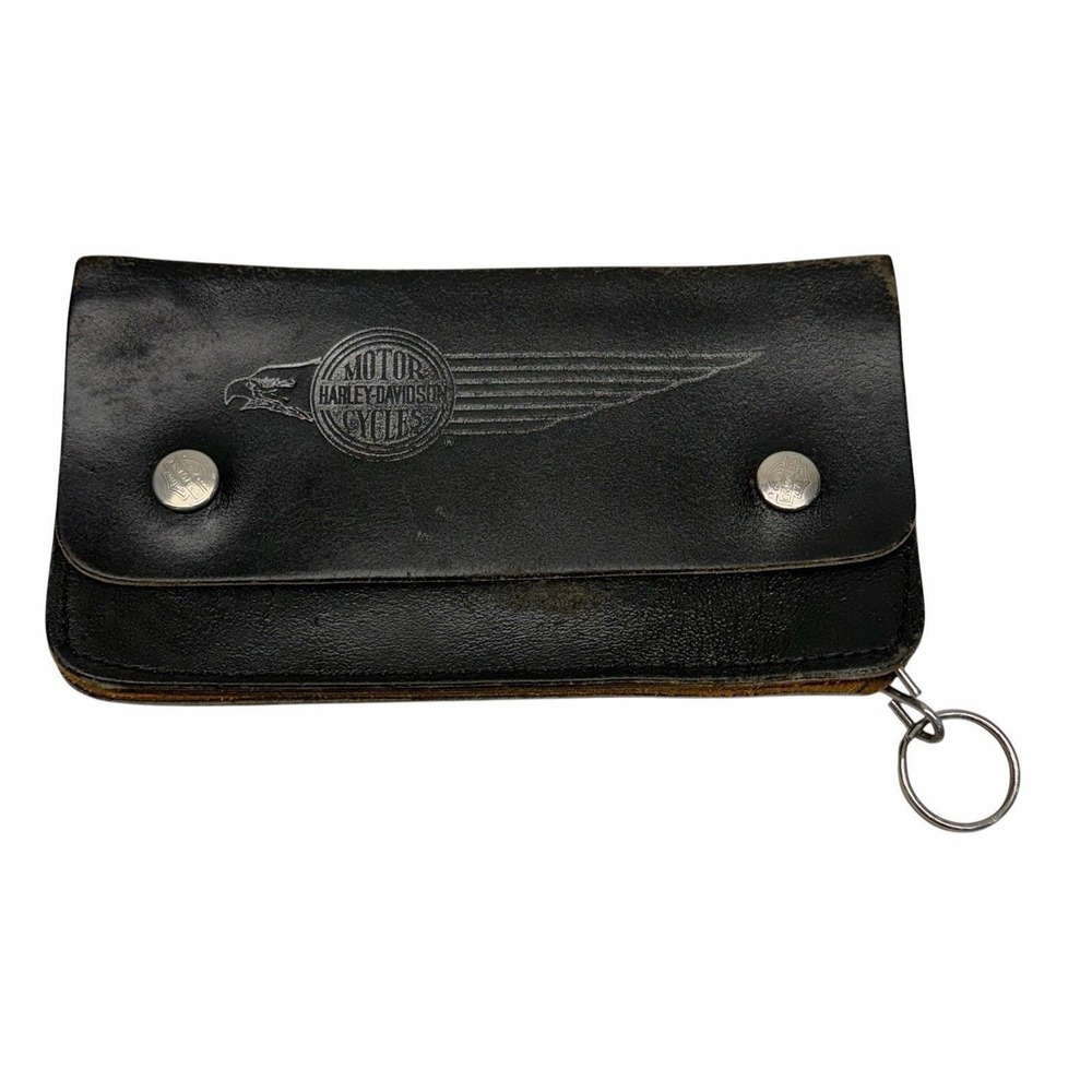 Vintage 1980's Harley Davidson Black Leather Trucker's Biker Wallet